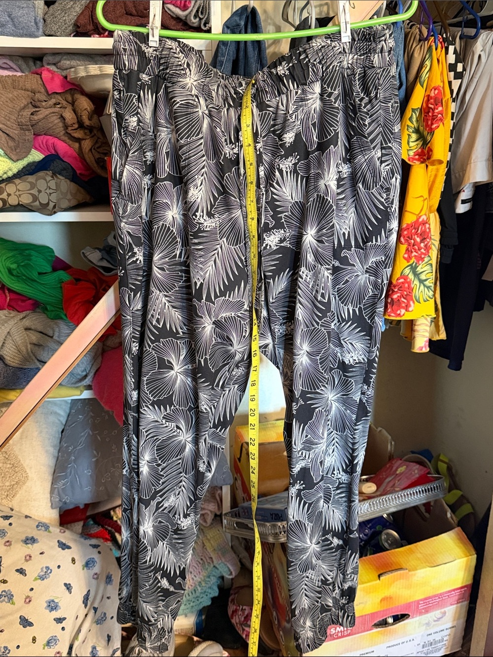 Zac & Rachel Black and White Palm Leaf Joggers